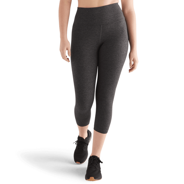 Women's Charcoal Heather Matte High-Rise Tight 21" Front Angle