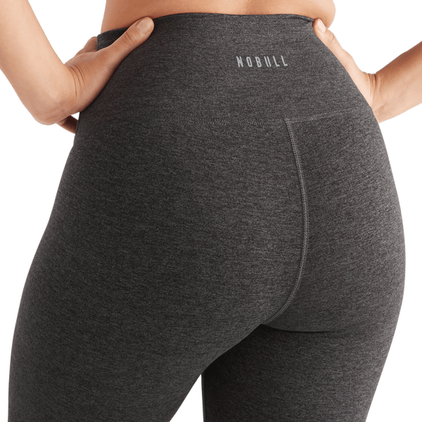 Women's Charcoal Heather Matte High-Rise Matte Tight 28" NOBULL Angle