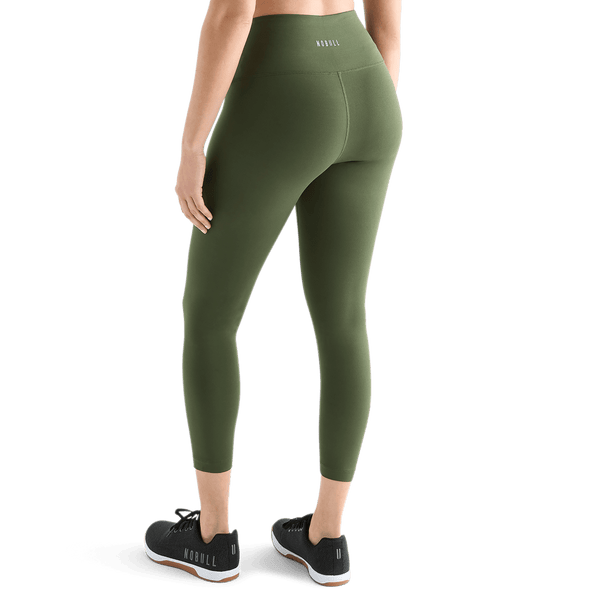 Women's Dark Army High-Rise Matte Tight 25" Back Angle