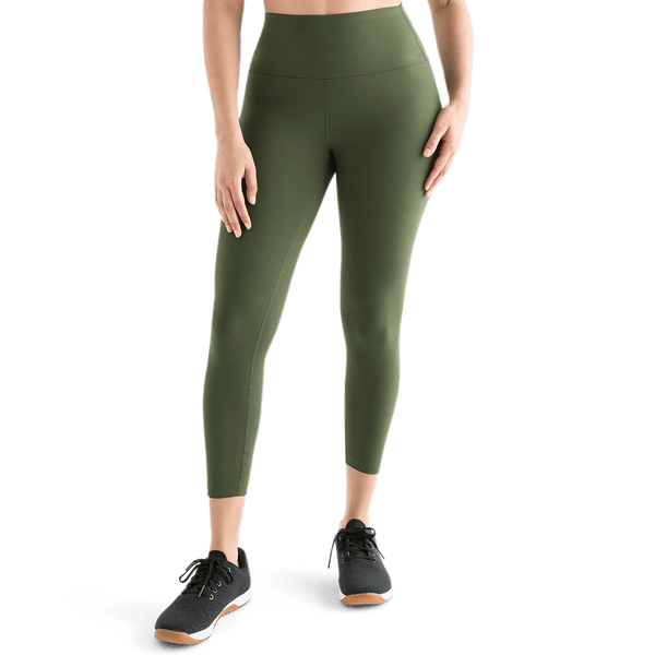 Women's Dark Army High-Rise Matte Tight 25" Front Angle