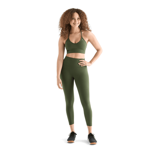 Women's Dark Army High-Rise Matte Tight 25" Front Full Body Angle