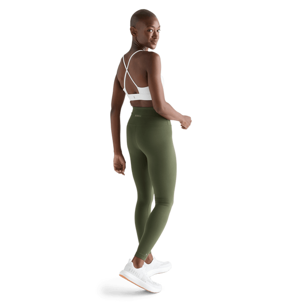 Women's Dark Army High-Rise Matte Tight 28" Back Full Body Angle