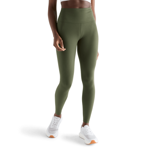 Women's Dark Army High-Rise Matte Tight 28" Front Angle