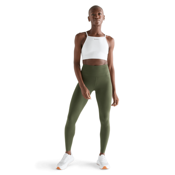 Women's Dark Army High-Rise Matte Tight 28" Front Full Body Angle