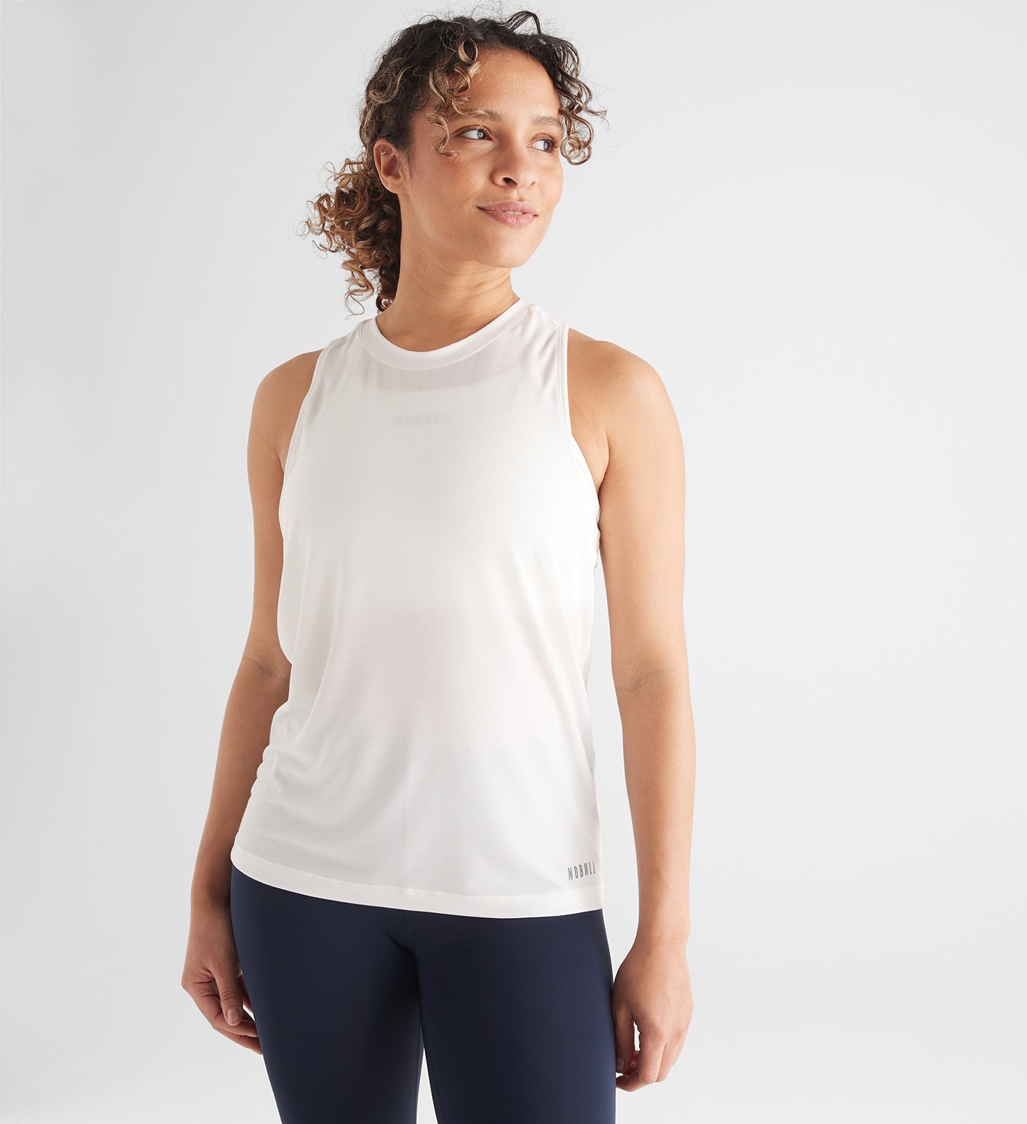 Women's White High-Neck Tank Top | NOBULL