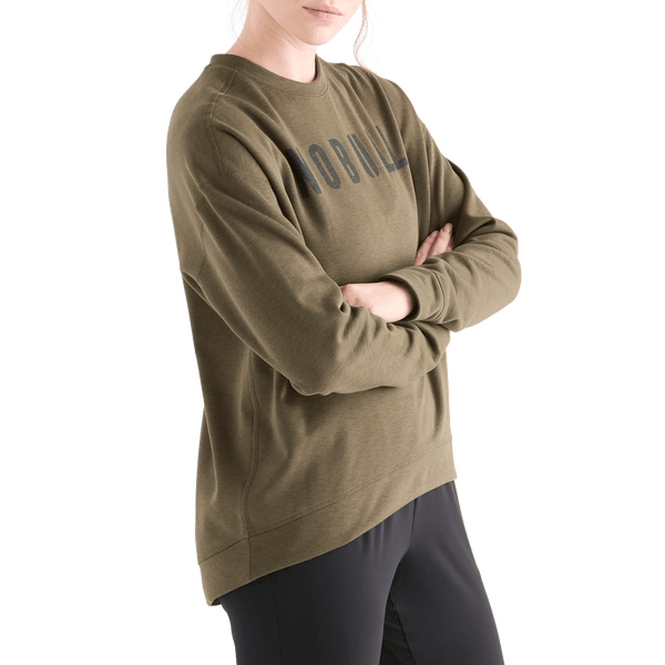 Women's Army Green NOBULL Crew Sweatshirt Side Angle