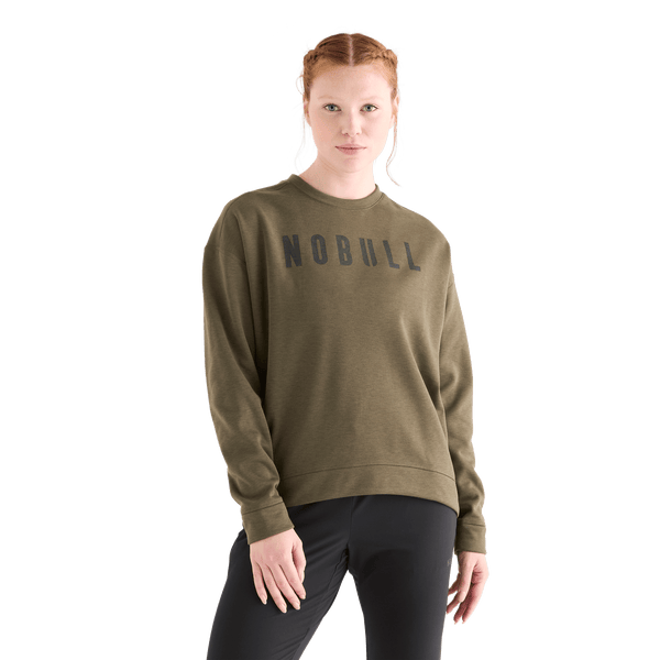 Women's Army Green NOBULL Crew Sweatshirt Front Angle