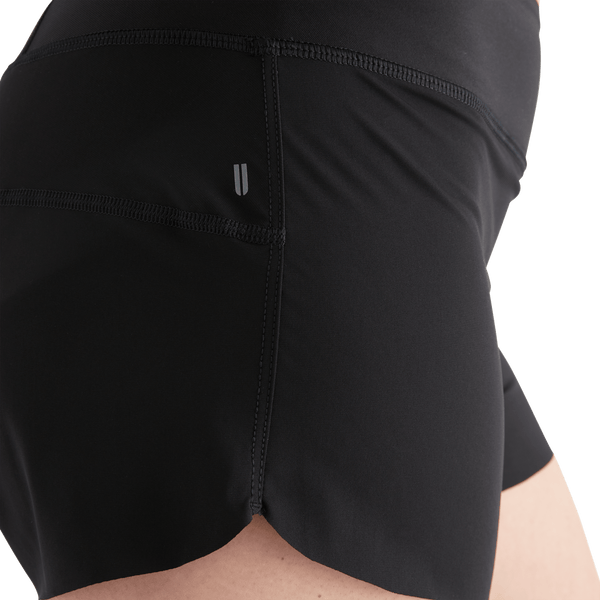 Women's Black Pace Short 3" Logo Angle