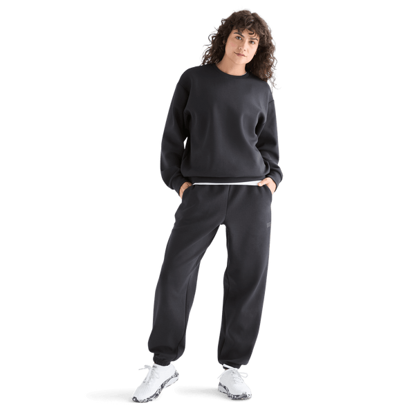 Women's Black Allday Elements Crew Front Full Body Angle 