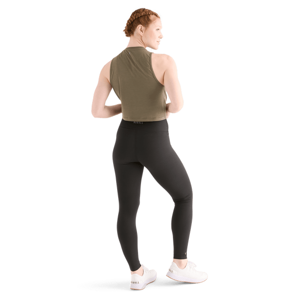Women's Black Matte High-Rise Matte Tight 28" Back Full Body Angle