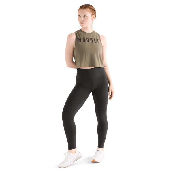 Women's Black Matte High-Rise Matte Tight 28" Front Full Body Angle