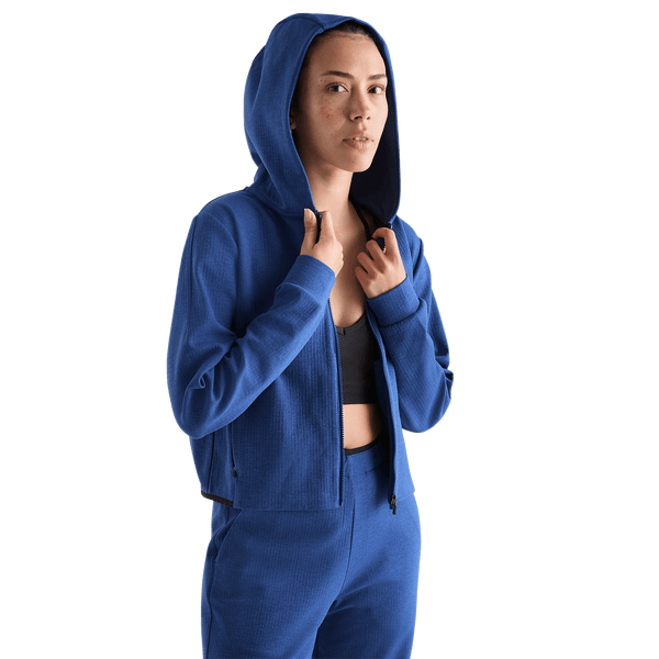 Women's Blue Quartz Drive Cropped Zip-Up Open Front
