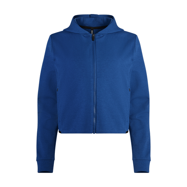 Women's Blue Quartz Drive Cropped Zip-Up Silhouette Front