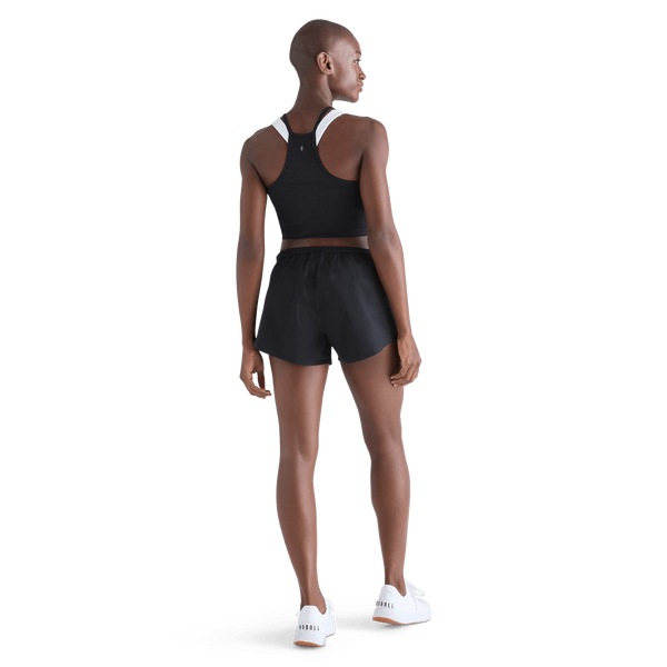 Women's Black Hybrid Short 3" Back Full Body Angle