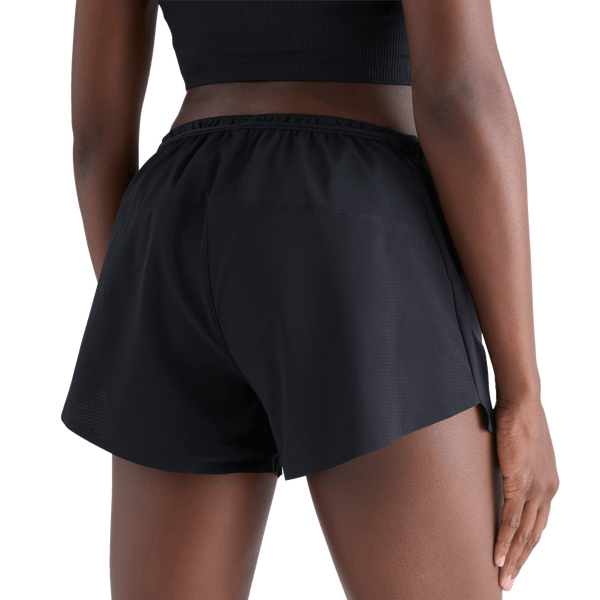 Women's Black Hybrid Short 3" Back Angle
