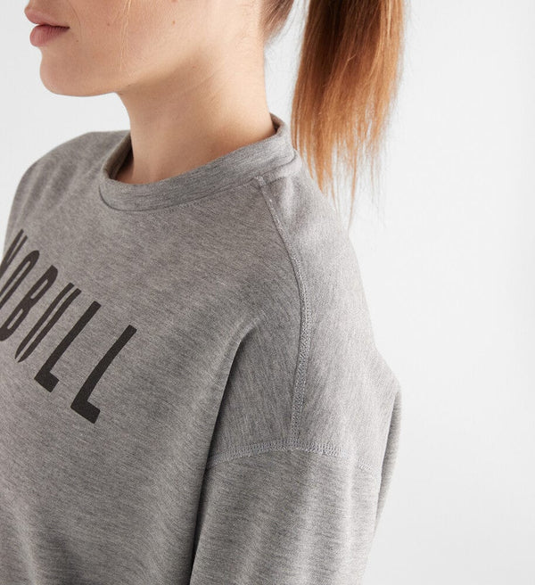 Women's Heather Grey NOBULL Crew Sweatshirt Side Angle