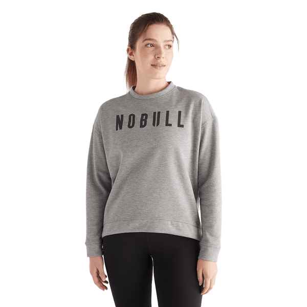 Women's Heather Grey NOBULL Crew Sweatshirt Front Angle