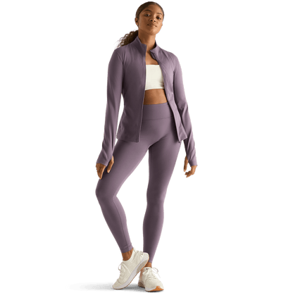 Women's Black Plum High-Rise Matte Tight 28" Front Angle.