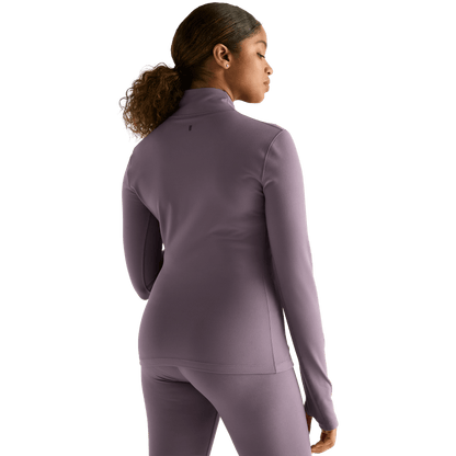Women's Black Plum Matte Zip-Up Jacket Back Angle.