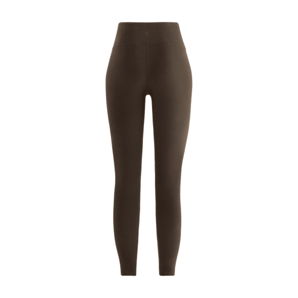 Women's Chocolate High-Rise Matte Tight 25" Silhouette Back Angle.