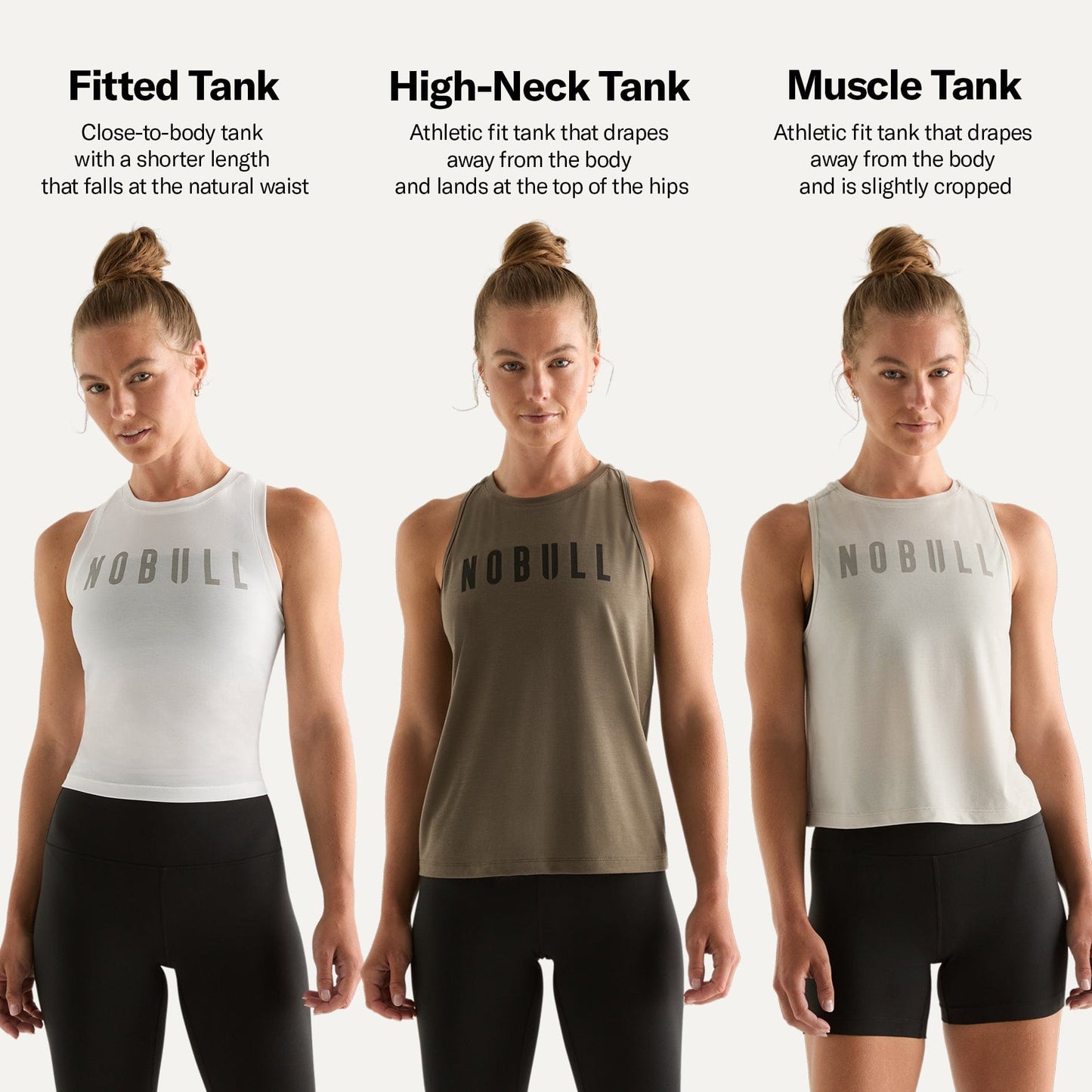 Women's NOBULL Tank Fit Info Graphic PDP.