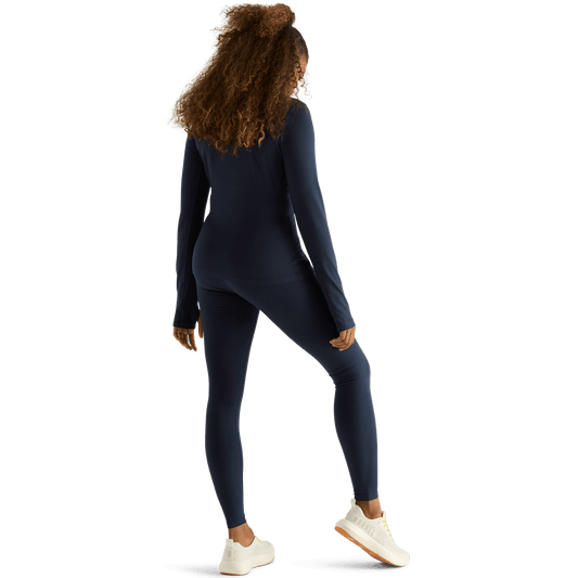 Women's Navy High-Rise Matte Tight 28" Back Angle.