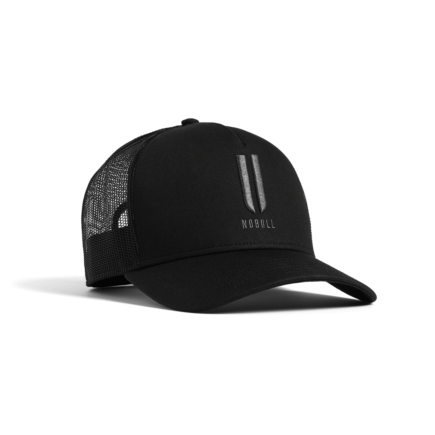 Black NOBULL Trucker Hat Front Angle.
