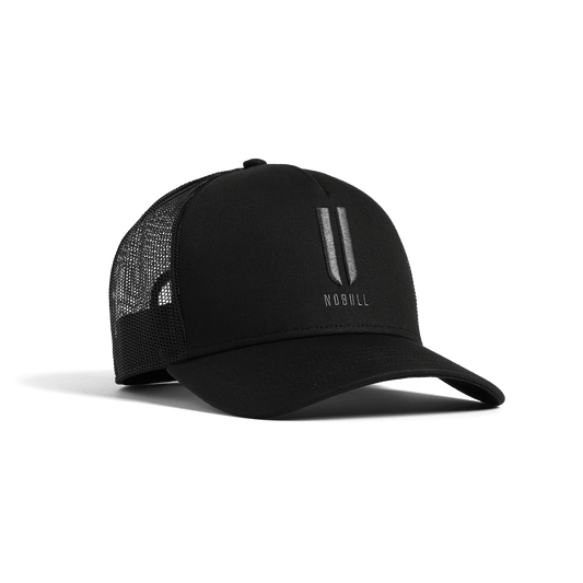 
                        Black NOBULL Trucker Hat Front Angle.
                      