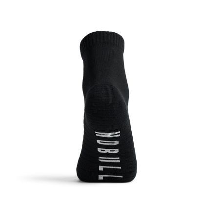 Black Everyday Quarter Crew Sock Back Angle.