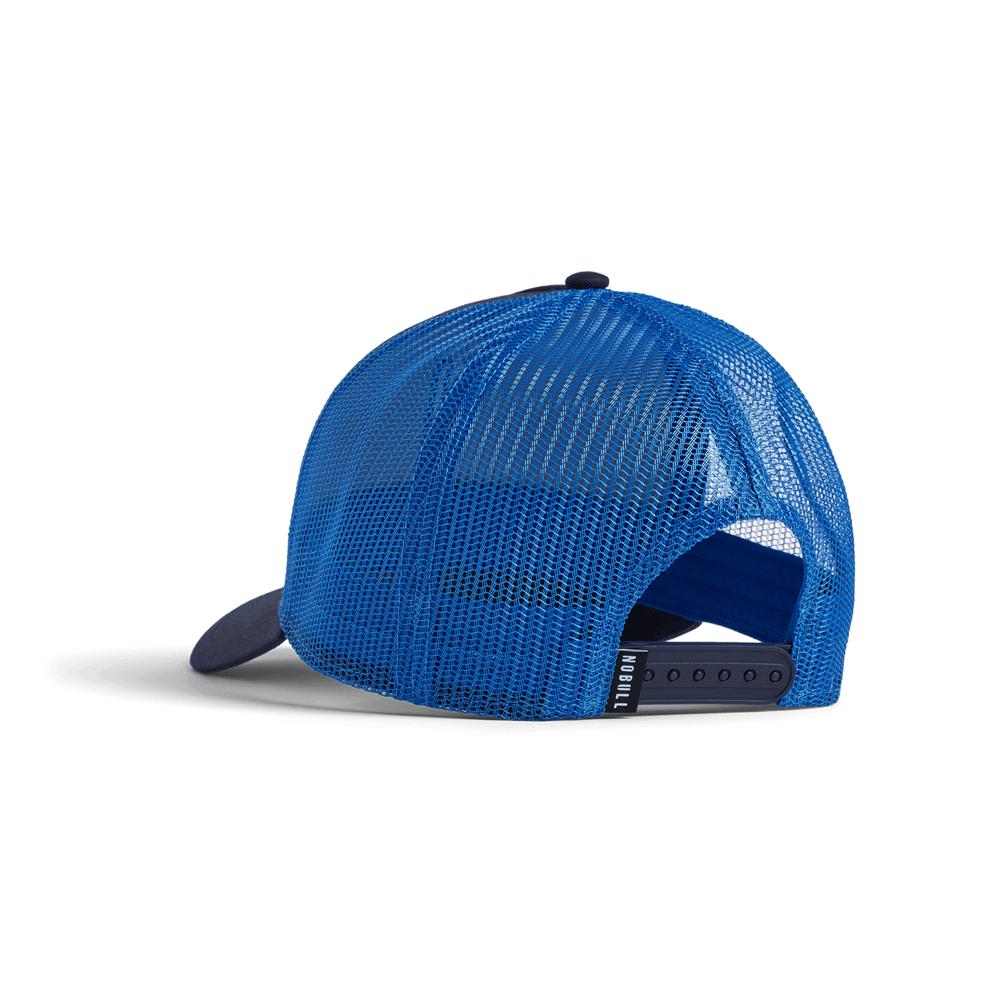 Night Navy Electric Blue NOBULL Trucker Hat Back Angle.