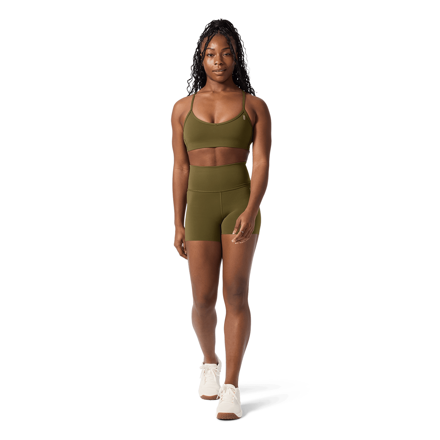 Drive Tactical Green Thin Strap Bra Front Full Body Angle.