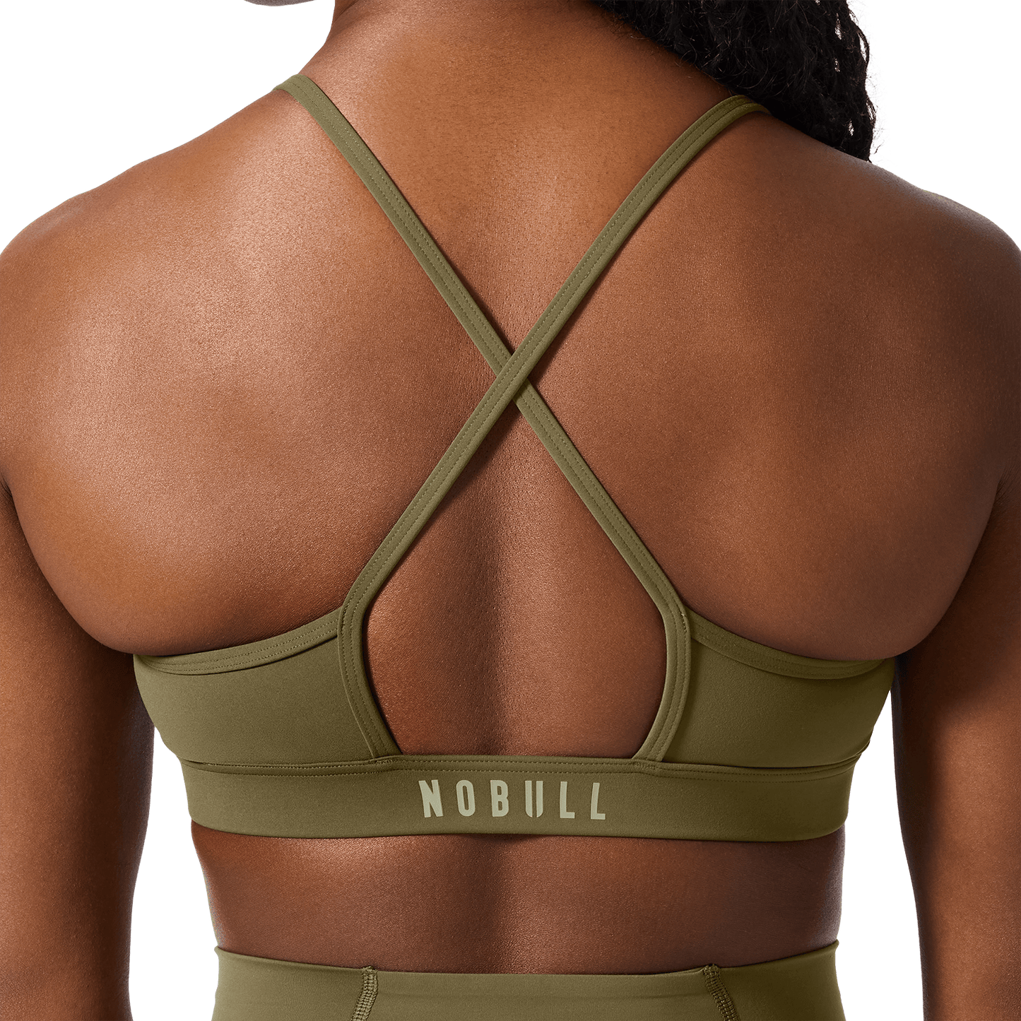 Drive Tactical Green Thin Strap Bra Back Detail Angle.