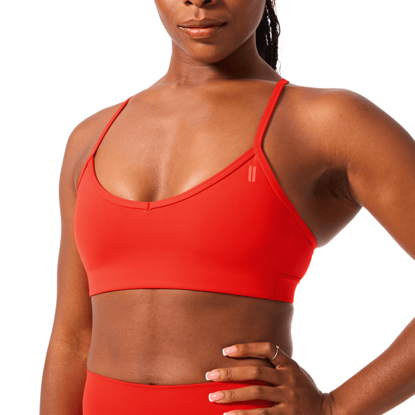 Women's Cayenne Drive Thin Strap Bra Front Detail Angle.