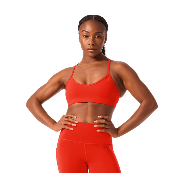 Women's Cayenne Drive Thin Strap Bra Front Upper Body Angle.