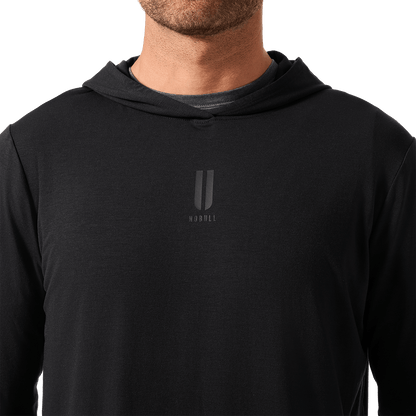 Men's NOBULL Public Rec Black Adapt Hoodie Front Detail Angle.