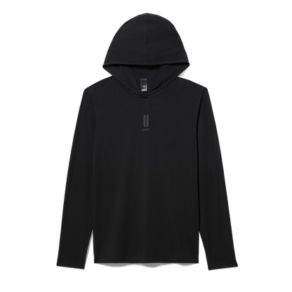 Men's NOBULL Public Rec Black Adapt Hoodie Flat Lay Angle.