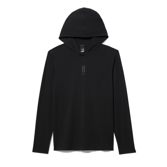 Men's NOBULL Public Rec Black Adapt Hoodie Flat Lay Angle.
