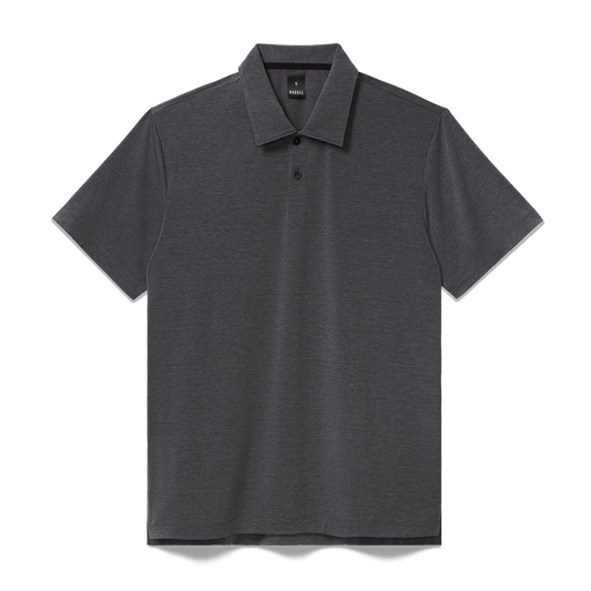 Men's Charcoal Heather Public Rec Adapt Polo Flat Lay Angle.