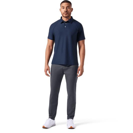 Navy Men's Public Rec Adapt Polo Front Full Body Angle.