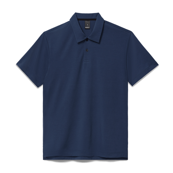 Navy Men's Public Rec Adapt Polo Flat Lay Angle.