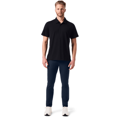 Black Men's Public Rec Adapt Polo Front Full Body Angle.
