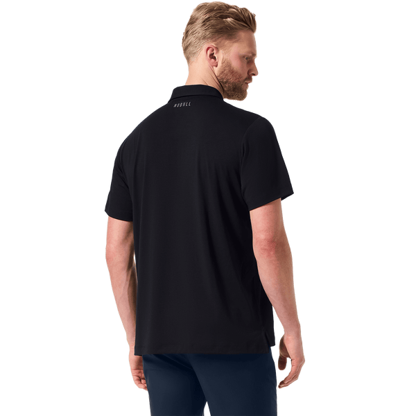 Black Men's Public Rec Adapt Polo Back On Body Angle.