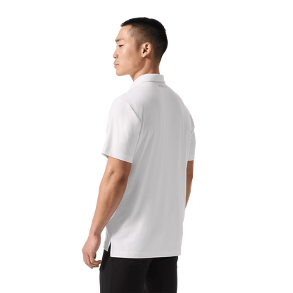 Men's White Public Rec Adapt Polo Back On Body Angle.