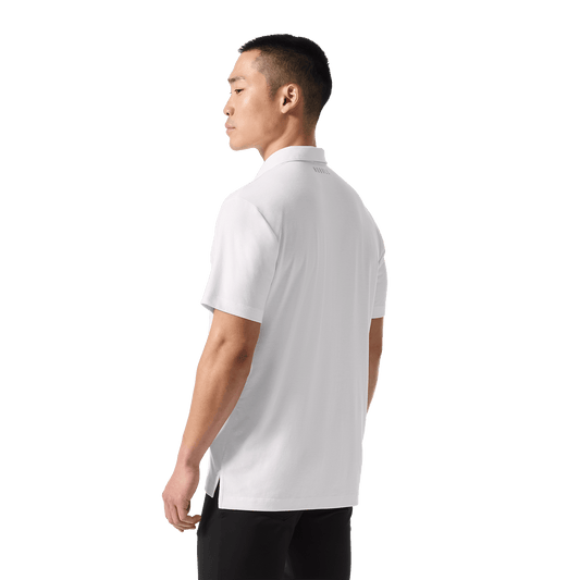 Men's White Public Rec Adapt Polo Back On Body Angle.