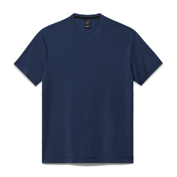 Navy Public Rec Adapt Tee Flat Lay Angle.