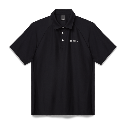 Men's Black Public Rec All Fore It Polo Flat Lay Angle.