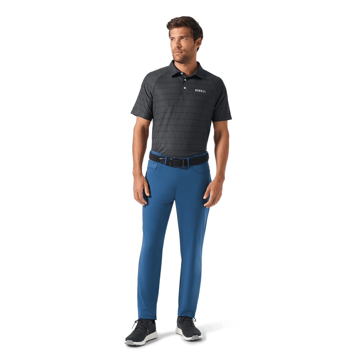 Black U Repeat All Fore It Polo Front Full Body Angle.