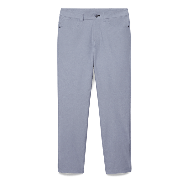 Heather Chambray Public Rec Men's Dealmaker 5-Pocket Pant Flat Lay Angle.