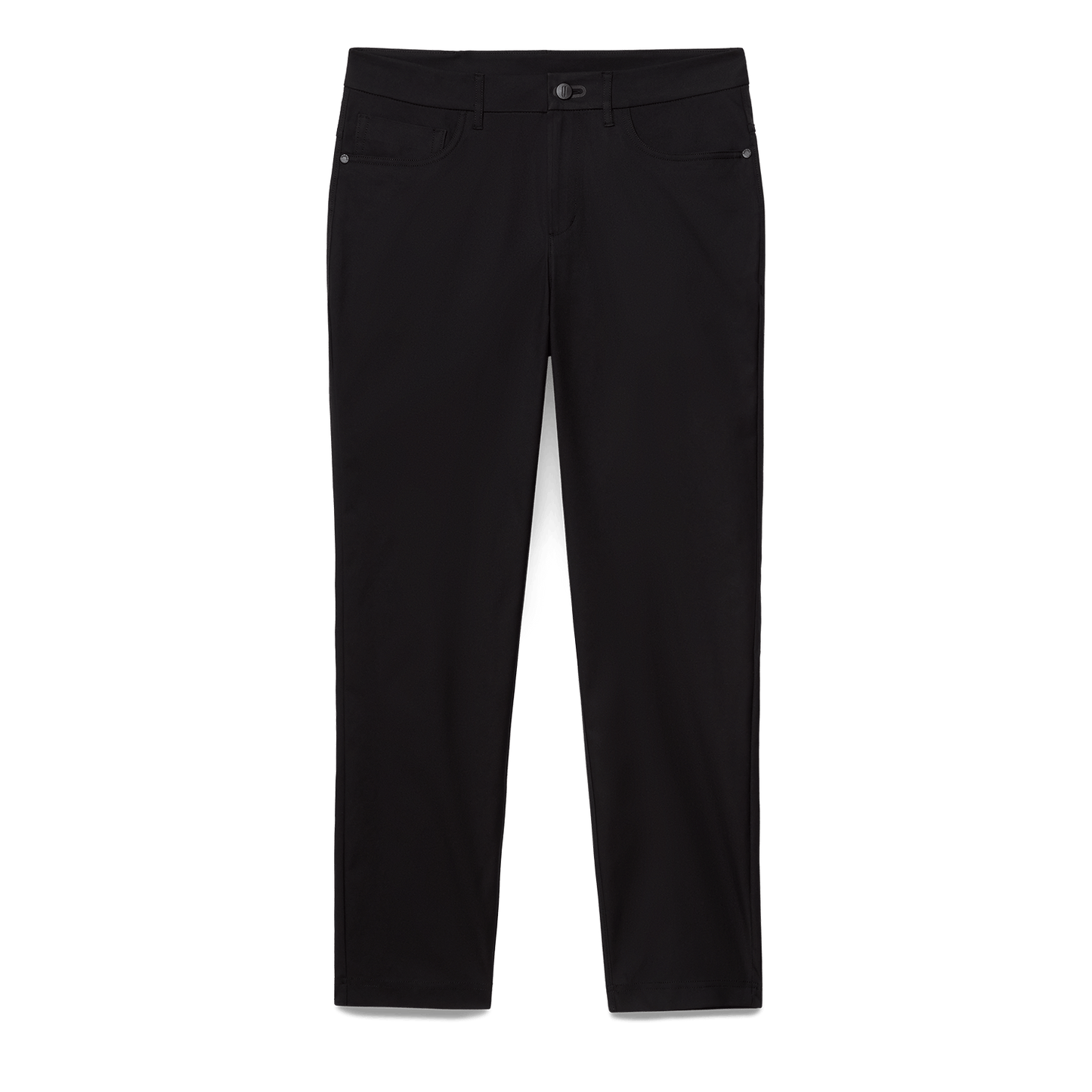 Black Public Rec Men's Dealmaker 5-Pocket Pant Flat Lay Angle.