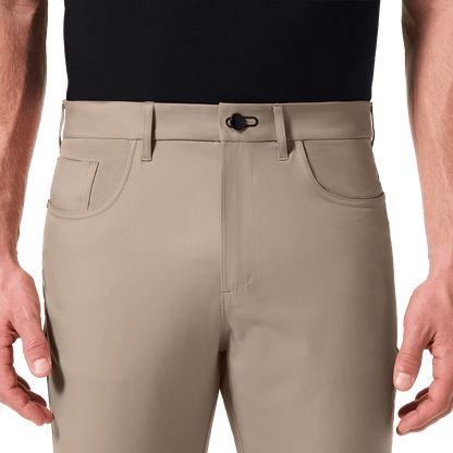 Sand Public Rec Men's Dealmaker 5-Pocket Pant Front Detail Angle.